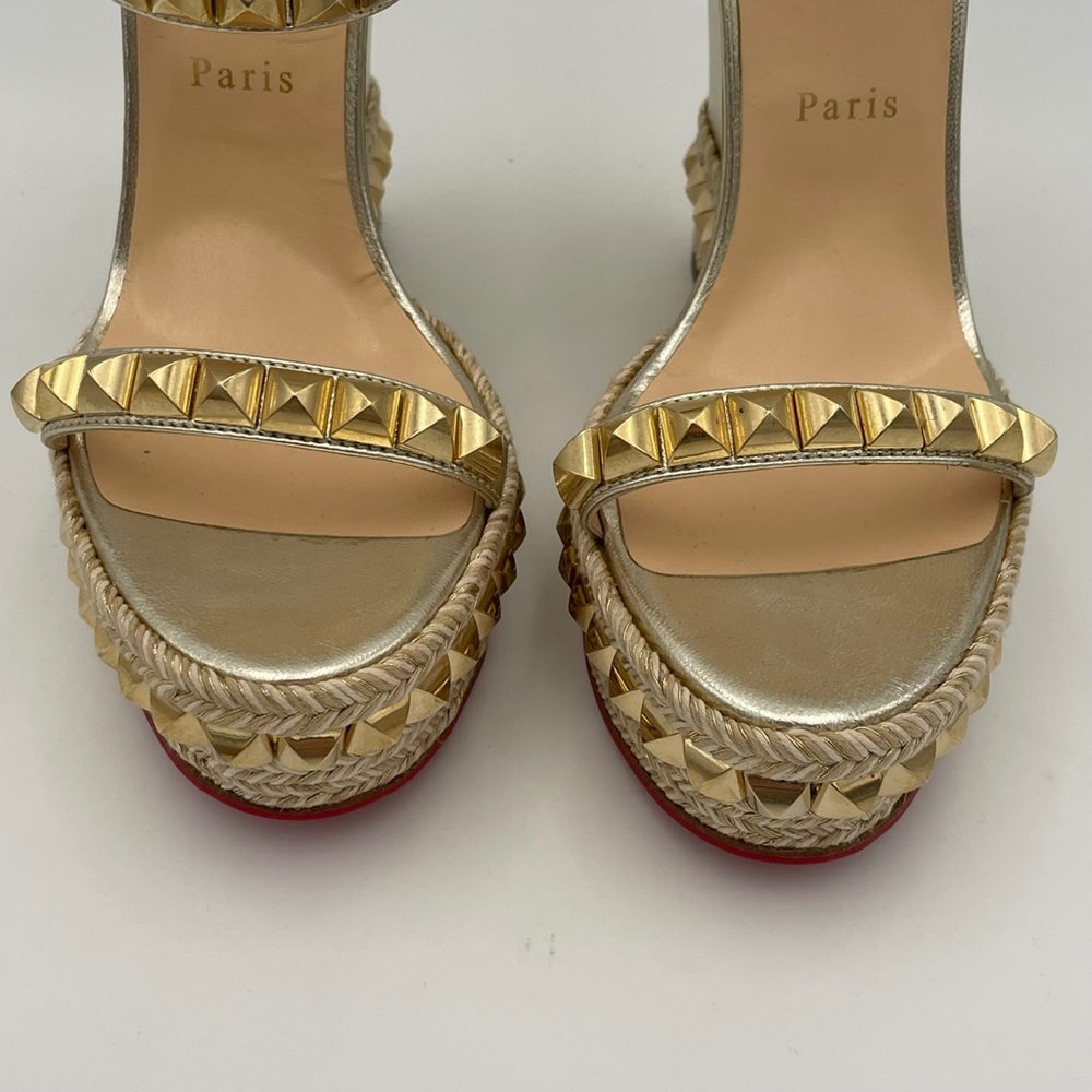 (SOLD) Christian Louboutin Cataclou 140 Nappa Silk Wedge's (1160975)- Size 40 EU - Picture 3 of 14